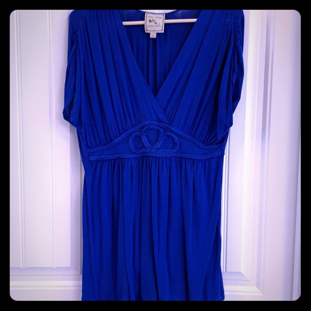 Pink Rose royal blue knit baby doll top